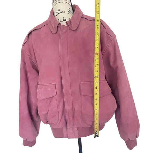 Y2K 90’s OTELLO PELLE BOMBER JACKET ROSE PINK SUEDE LEATHER AVIATOR STYLE ICONIC - Picture 2 of 16